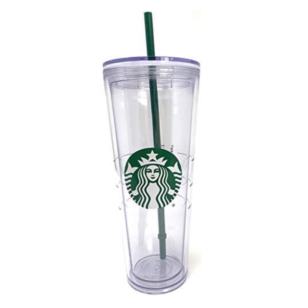 Starbucks Cup Clear Venti Tumbler Green Straw 24oz